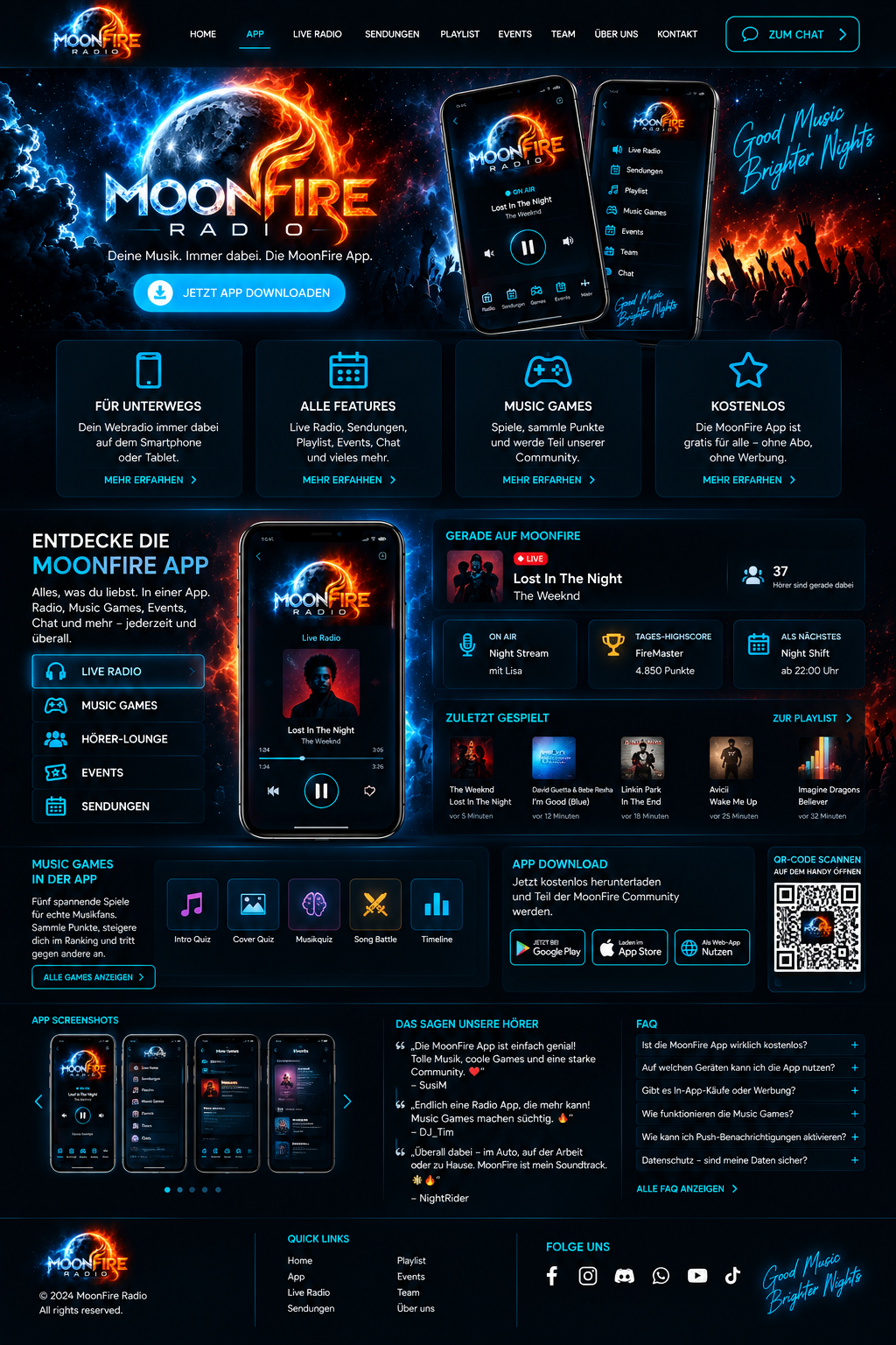 MoonFire Radio App – Android, Apple und Web-App